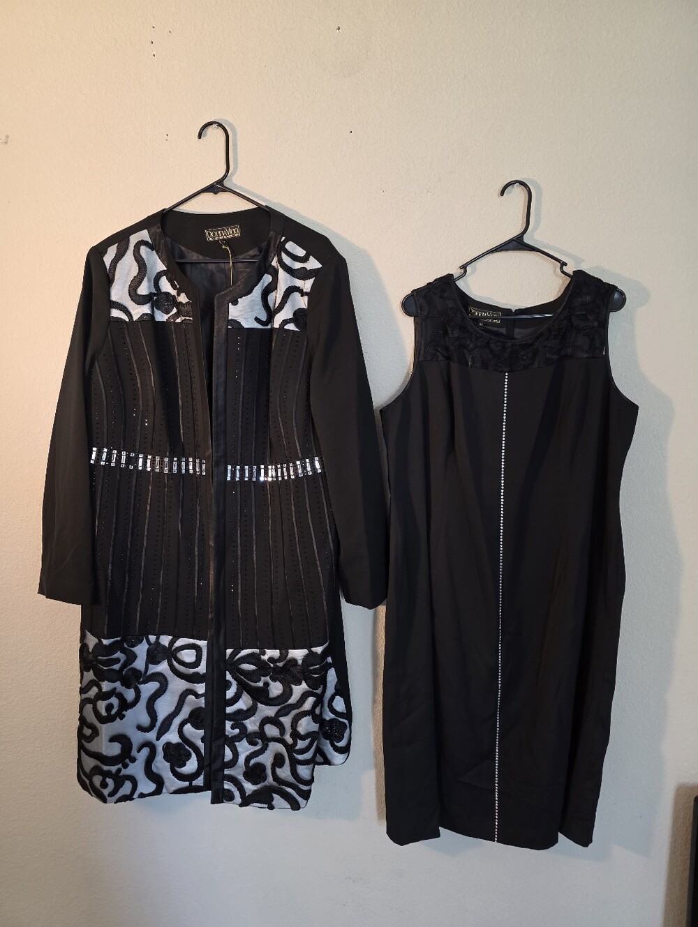 Black Embellished Jacket & Black Dress Set